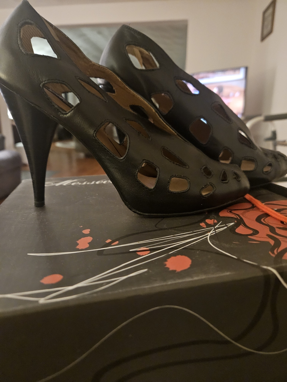 Black Cutout High Heel Pumps for Women
